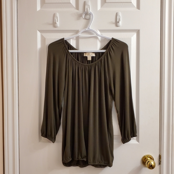 Olive green Michael Kors boho peasant blouse XS